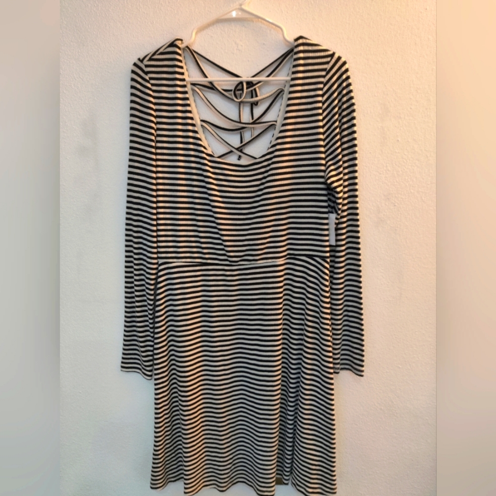 Black and white striped dress